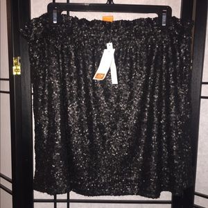 Black sequin mini skirt